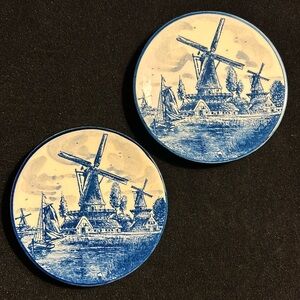 Vintage Delfts Handwerk Porcelain 4” Plates - Made in Holland